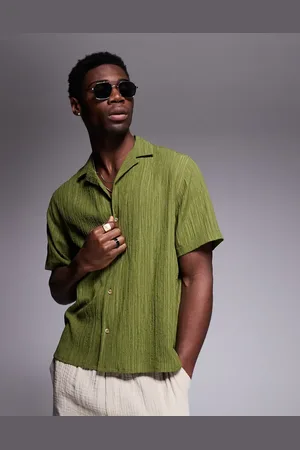 ASOS Camisa con cuello de solapas de tejido texturizado de -Verde