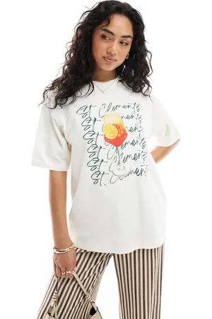 JJXX Camiseta color crema extragrande con estampado "St. Clements" de -Blanco