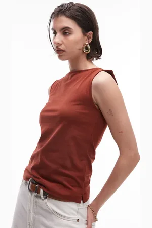 ARKET Top sin mangas con cuello barco de punto liso de