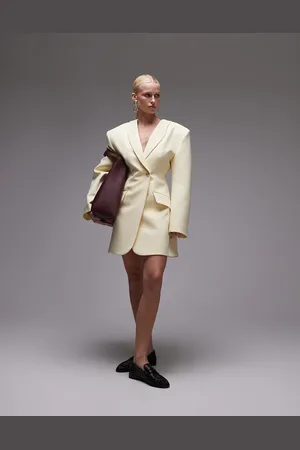 ASOS Vestido amarillo pastel estilo americana estructurada de