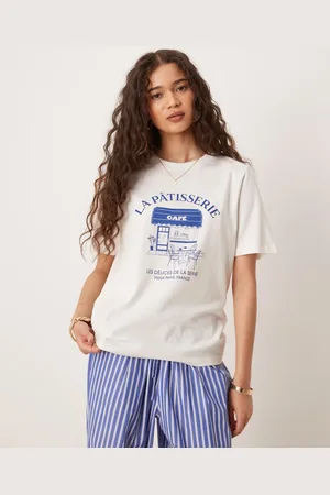 MANGO Camiseta blanca con estampado "La Patisserie" de
