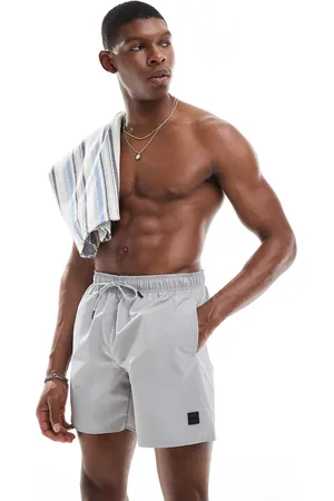 HUGO BOSS Shorts de baño grises con bolsillos cargo Dive de BOSS