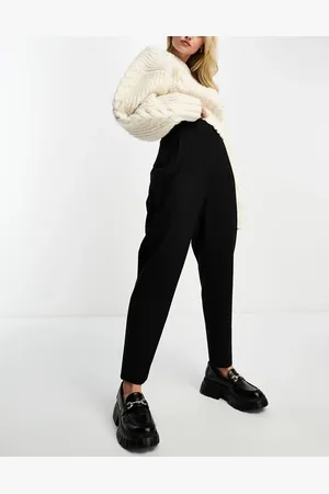 ASOS Pantalones de sastre negros de pernera tapered y talle alto con detalle de costuras de