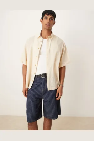 ASOS Camisa color piedra de corte cuadrado extragrande de tejido efecto lino de -Neutro