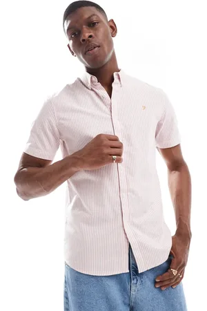 Farah Camisa de manga corta a rayas rosas y blancas Brewer de