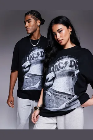 ASOS Camiseta negra unisex extragrande con estampado de AC/DC de