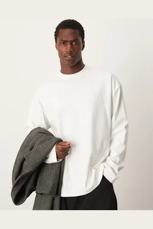 ASOS Camiseta blanca con manga larga extragrande de punto interlock premium de 300 g/m2 de