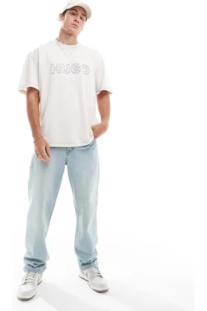 Hugo Blue Camiseta blanca extragrande con logo Nitlogo de