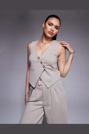 ASOS Top color estilo chaleco asimétrico de -Neutro