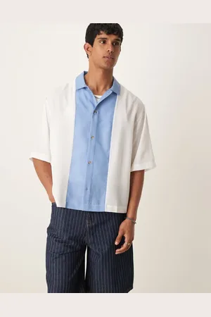 ASOS Camisa azul y color de corte cuadrado extragrande sin aberturas con diseño de paneles cosidos de -Neutro