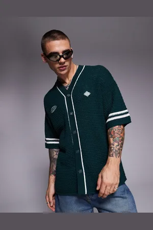 The Couture Club Camiseta verde bosque extragrande de estilo béisbol de punto de