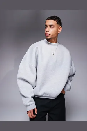 ASOS Sudadera gris jaspeado extragrande de tejido grueso efecto neopreno de