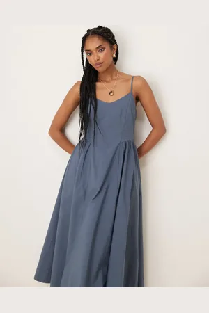 Threadbare Vestido midi con cintura baja de tejido rico en algodón de