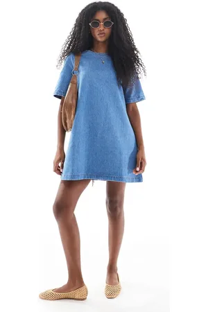 ASOS Vestido corto vaquero estilo camiseta de