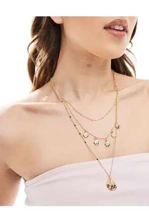 Accessorize Collar de varias hileras con colgantes de discos de
