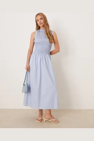 Kiss The Sky Vestido midi fruncido con cintura baja de