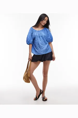 MANGO Minifalda vaquera azul añil abullonada de denim suave de