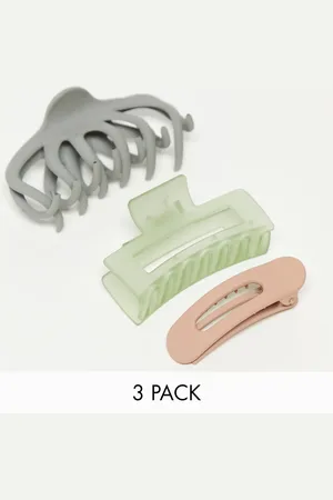 KITSCH Pack de 3 pinzas para el cabello con diseños variados de -Verde