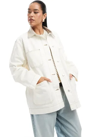 ASOS Chaqueta vaquera color con solapas en contraste Barn de -Blanco