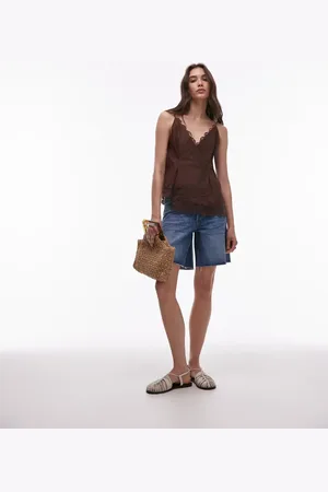Topshop Pantalones cortos vaqueros de corte suelto alargado de