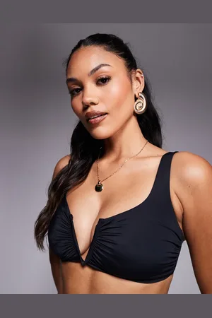 ASOS Top de bikini de copas grandes estilo top corto con detalle de aro en forma de V Maya Mix & Match de