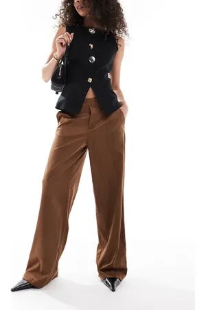 Object Pantalones color camel de pernera ancha de antelina premium de -Neutro