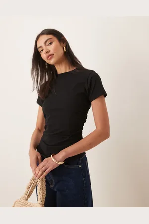 ASOS Camiseta negra asimétrica con lateral fruncido de