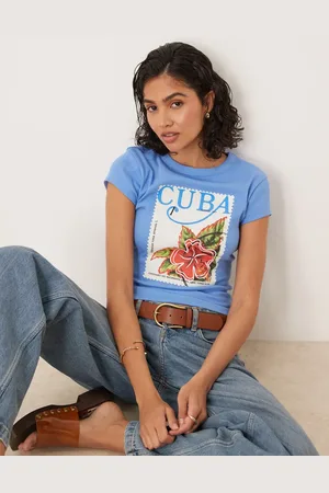 ASOS Camiseta con diseño encogido y estampado estilo postal de Cuba de