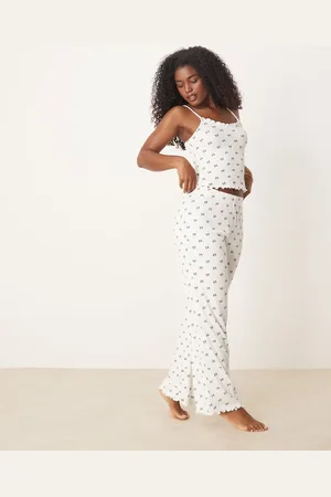 Boux Avenue Conjunto color de pantalones y top de tirantes con estampado de lazos de -Blanco