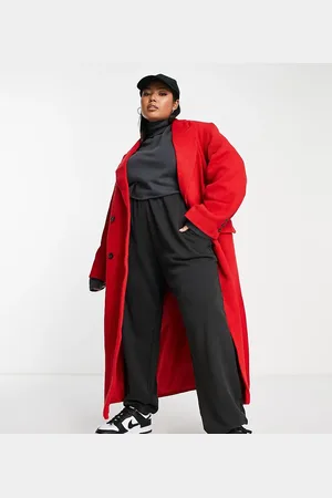 ASOS Abrigo dad de sarga de mezcla de lana de ASOS DESIGN Curve
