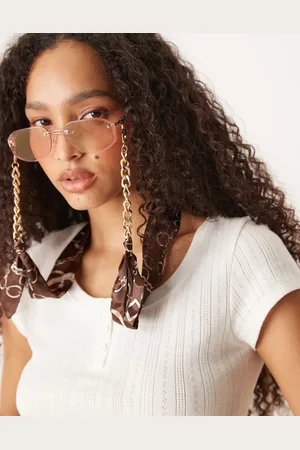 Jeepers Peepers Cadena color para gafas de sol estilo fular con estampado de bandana de -Marrón