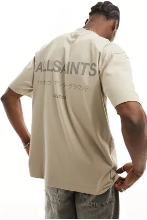 AllSaints Camiseta color piedra extragrande Underground de -Beis neutro