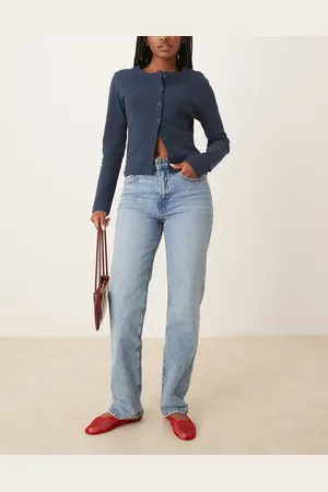 Gina Tricot Vaqueros rectos de talle medio con lavado azul claro de