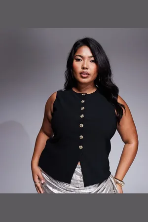 ASOS Top estilo chaleco de traje abotonado de corte alargado de ASOS DESIGN Curve