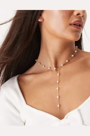 DesignB London Collar de estilo reata con perlas de