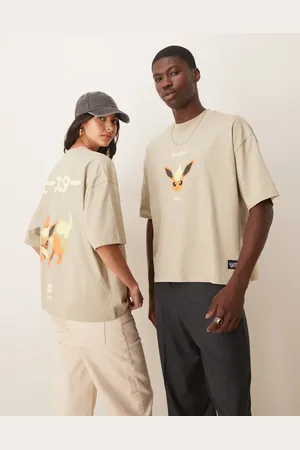 ASOS Camiseta lavado unisex de corte cuadrado extragrande con estampado de Flareon de "Pokémon" de