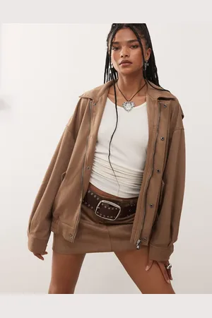 Lioness Chaqueta bomber color con cuello de solapas de antelina Kenny de -Marrón
