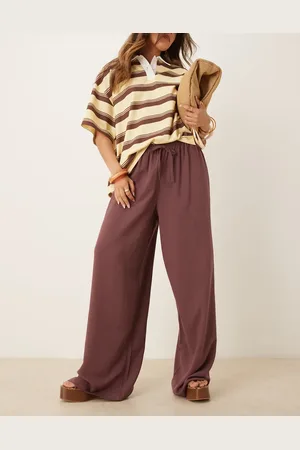 ASOS Pantalones color sin cierres de mezcla de lino de -Rojo