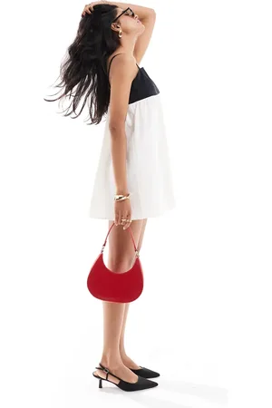ASOS Vestido corto blanco y negro de tirantes con diseño en contraste de tejido texturizado de -Multicolor