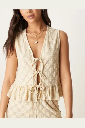ASOS Blusa con patrón floral y lazada delantera de encaje de (parte de un conjunto)-Negro