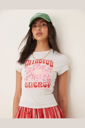ASOS Camiseta gris hielo jaspeado con diseño encogido y estampado gráfico "Mindful Energy" de