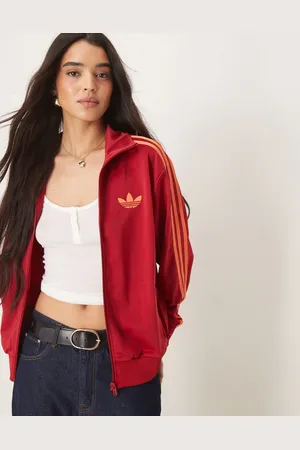 adidas Chaqueta de chándal roja y naranja Firebird Loose de -Rojo