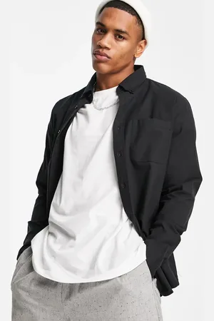 SELECTED Camisa Oxford negra de algodón de - BLACK