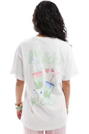 New Look Camiseta blanca extragrande con estampado de matcha de