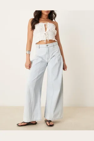 ASOS Vaqueros de pernera ancha con y pinzas de -Azul