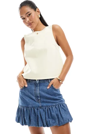 ASOS Top vaquero pastel de corte recto de