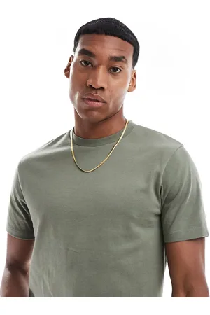 ASOS Camiseta caqui con cuello redondo de tejido grueso de 240 g/m² de -Verde