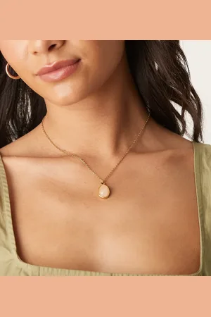 LOST SOULS Collar de acero inoxidable chapado en oro de 18 quilates con piedra rosa de