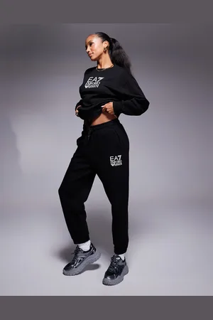EA7 Joggers negros con logo delantero de (parte de un conjunto)
