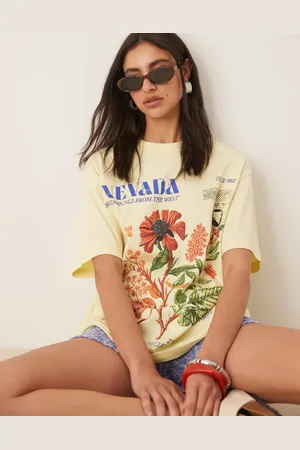 ASOS Camiseta amarilla extragrande con estampado gráfico botánico de Nevada de -Amarillo